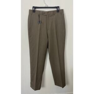 NEW W/TAGS Men Zanella Todd Italy tan flat front wool dress pants, 32x32